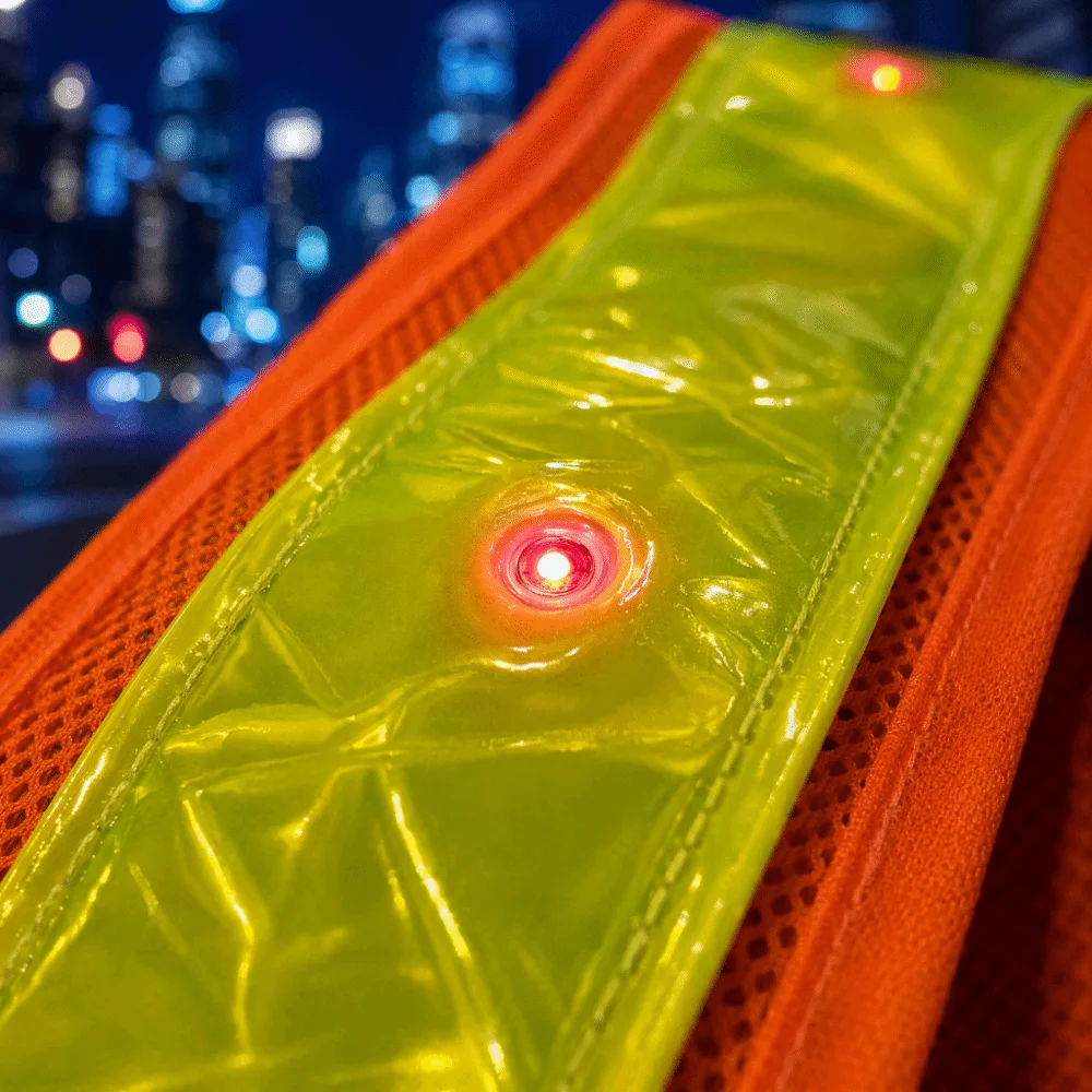 Mesh Fabric LED Safety Vest LED Lights Reflective Strips Protective Case Adjustable Sleeveless Protective Cover Outdoor Use
