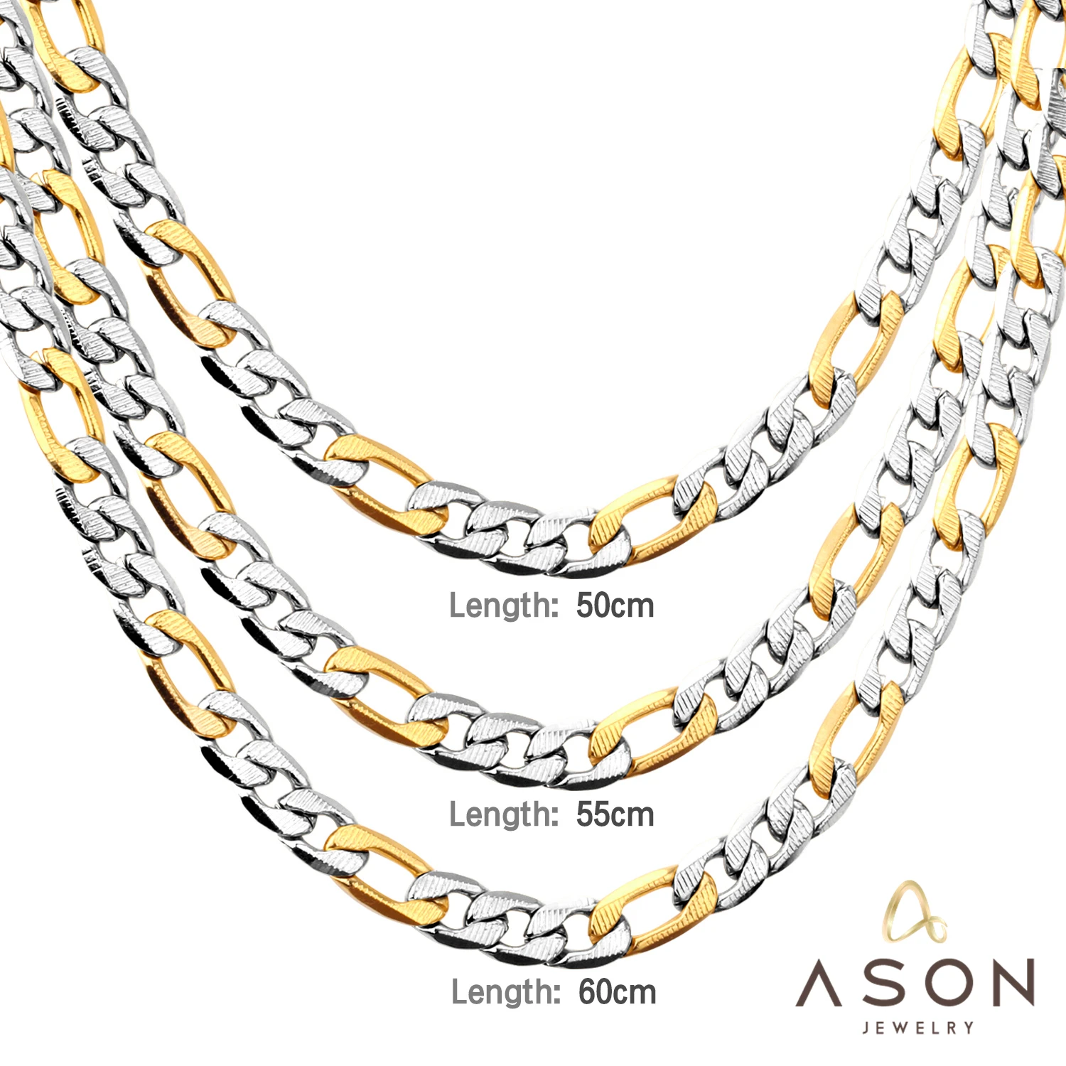 ASONSTEEL Women/Men 8mm Width Set Gold Color Stainless Steel Necklace with Bracelet Cuban Chain for Diy Fashion Jewelry Making