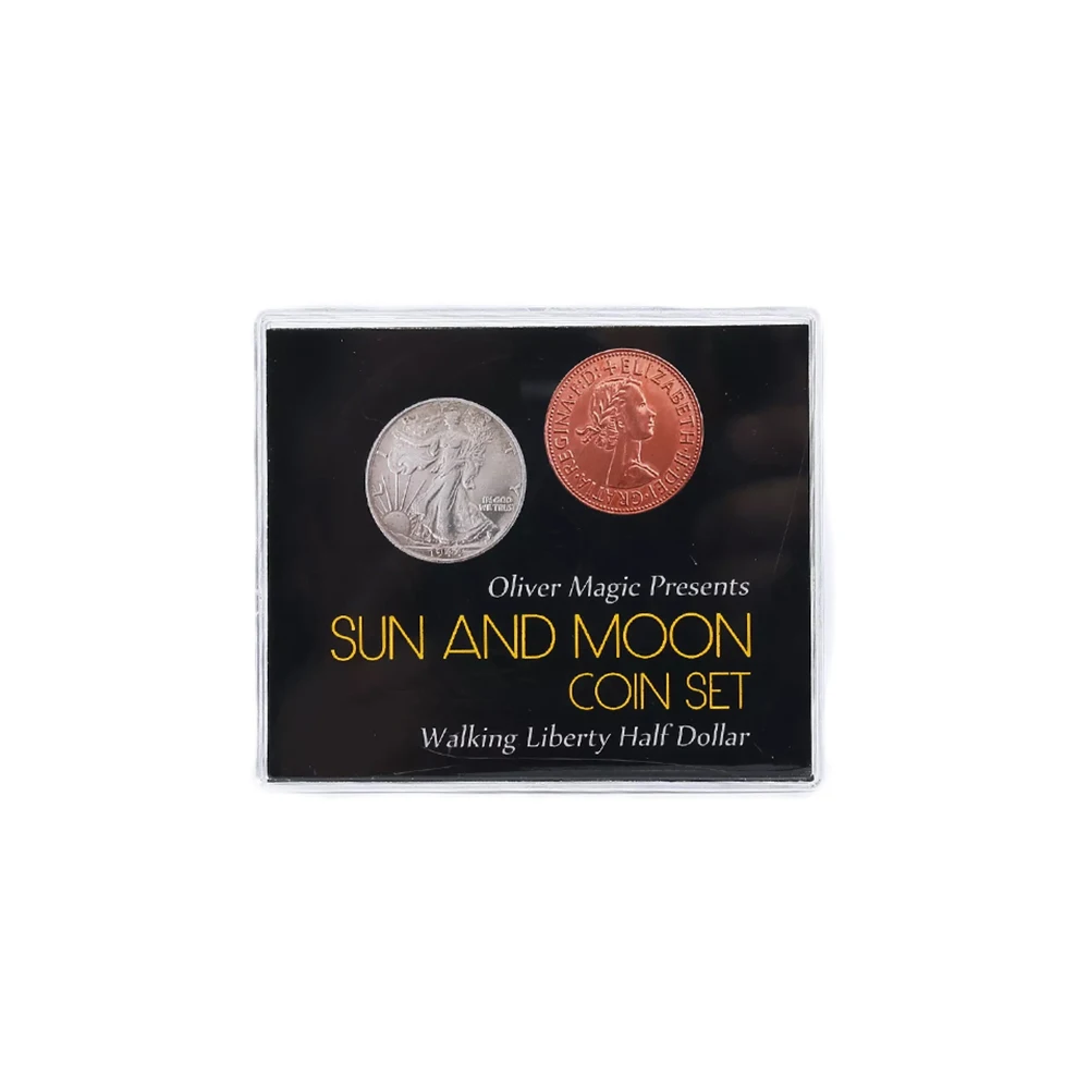 Sun and Moon Coin Set (Walking Liberty Half Dollar) by Oliver Magic Coin Magic Tricks Magia Magie Magicians Prop Gimmick