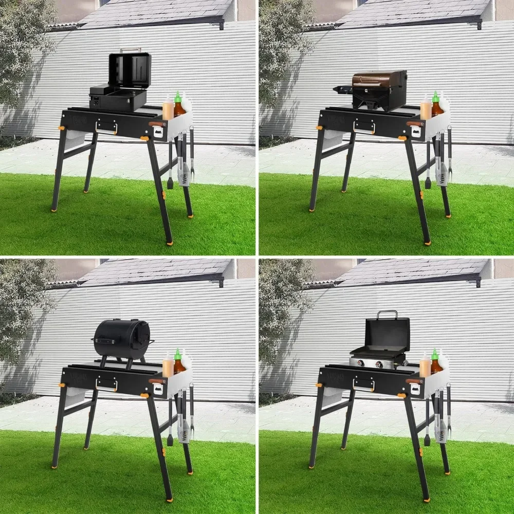 طاولة شواء عالمية محمولة/شواية شواء مسطحة مع علبة شواء مدمجة - مصممة لتناسب سطح الطاولة باللون الأسود #3