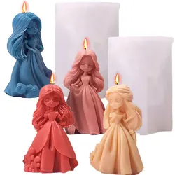 NEW Princess Silicone Candle Mold DIY Long Hair Girl Angel Soap Resin Crystal Making Chocolate Ice Mould Plaster Doll Decor Gift