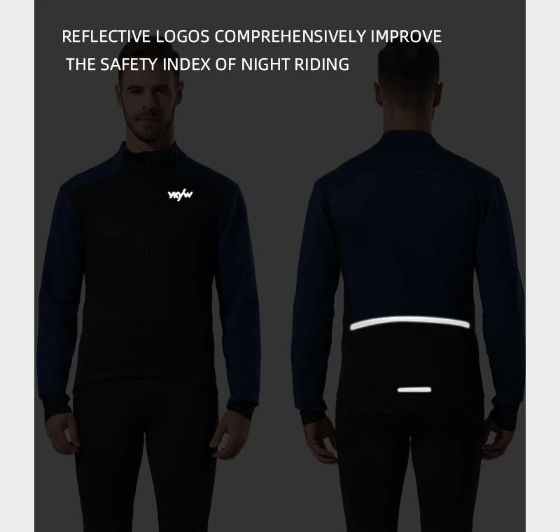 YKYWBIKE Herren-Fahrradjacke, wasserdicht, winddicht, Rennrad-Oberteile, Winter 0 ° C Thermal Fleece Fahrradtrikot Fahrradbekleidung – Detail 11