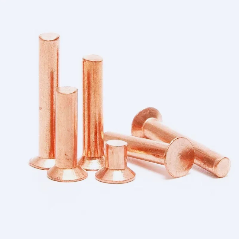 EMMkbvGu M3 T2 Solid Copper Countersunk Rivets, Flat Head Hand Knock Riveting Kit, GB869 Standard 4-25mm Length