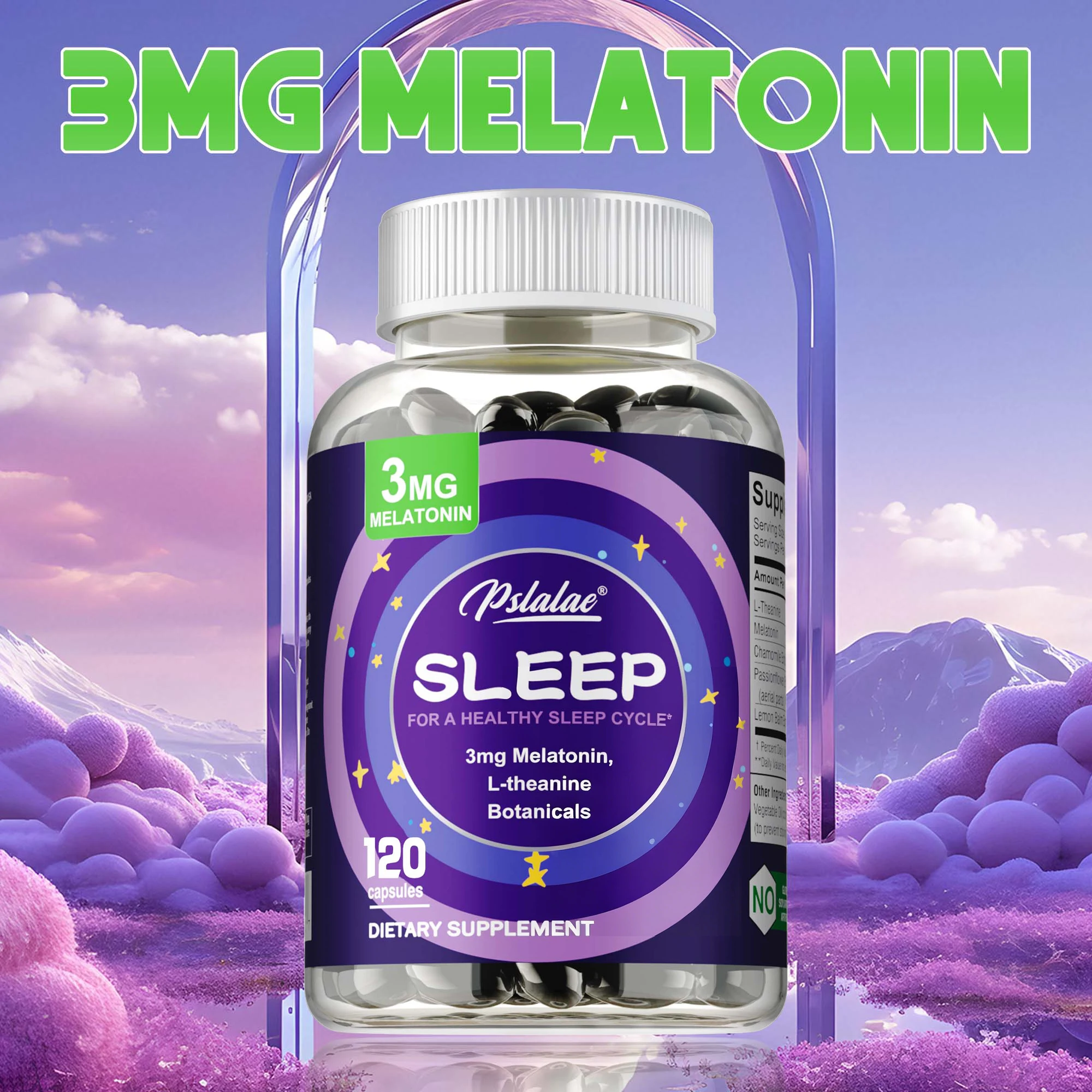 

Melatonin 3mg - with L-theanine, Reduce Anxiety, Helps Regulate Sleep Cycles, For Restful Sleep, Improves Memory & Concentration