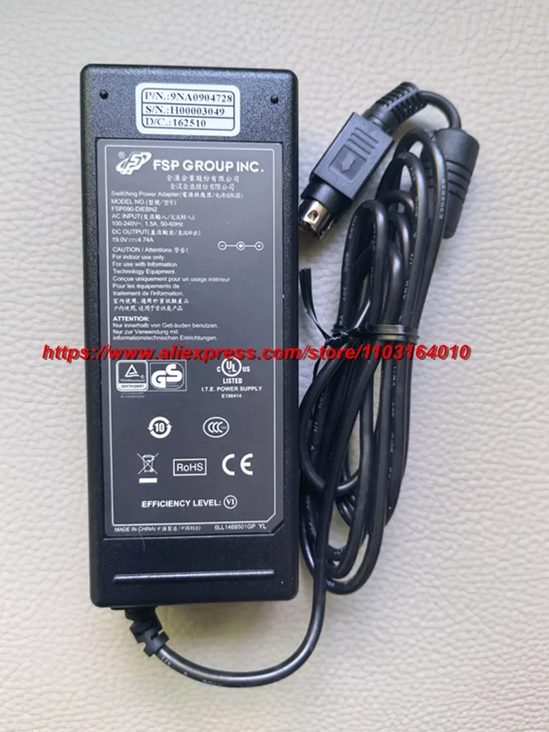 4-Pin 19V 4.74A AC/DC Adapter For FSP GROUP FSP090-DMBB1 9NA0900510 FSP090DMBB1 Getac V200 G2 M220 A790 X500 Toughbook Laptop