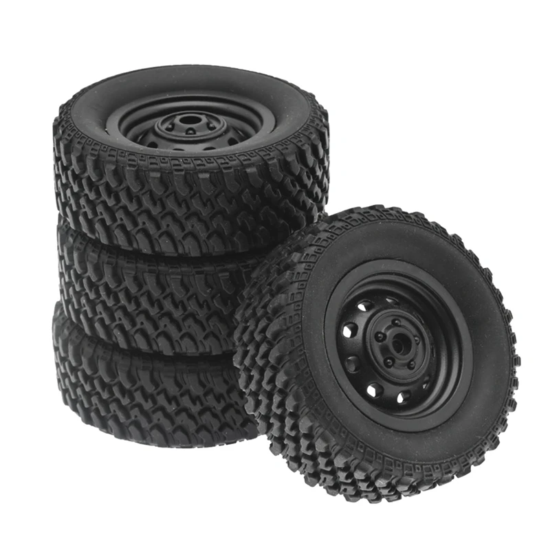 4 PCS D6A-01 Tire Black Rubber+Plastic For WPL MN78 MN82 MN99S 1/12 RC Car Upgrades Parts