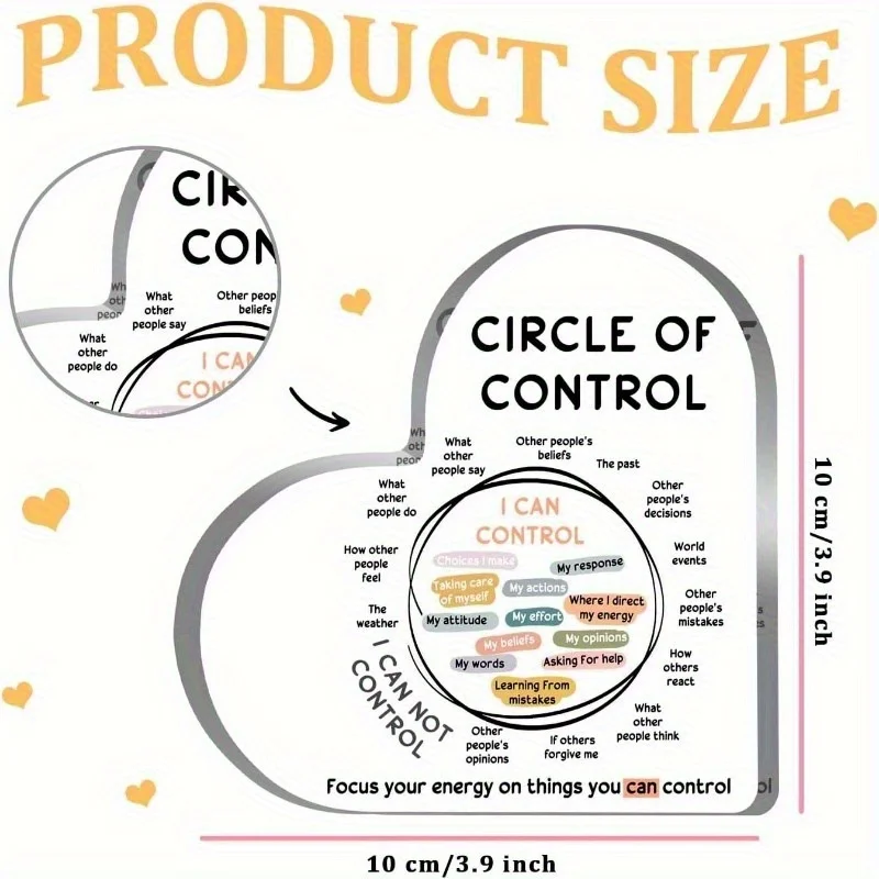 Acrylic 2D Heart Sign Stoic Control Circle Theory Decor Mental Health Gift Wall Art