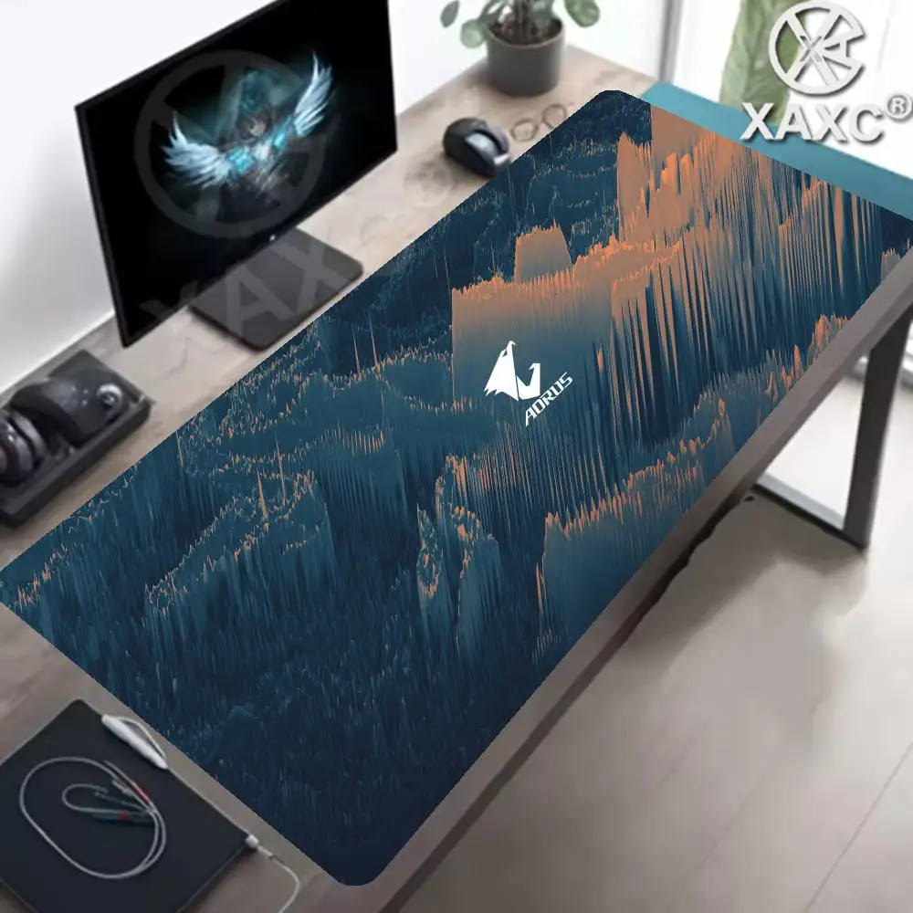 Großes Gaming-Mauspad XXL für Büro und Laptop, XAXC PC-Spiel-Mausmatte, E-Sports AORUS Mauspad, Tastaturzubehör, Schreibtischunterlage