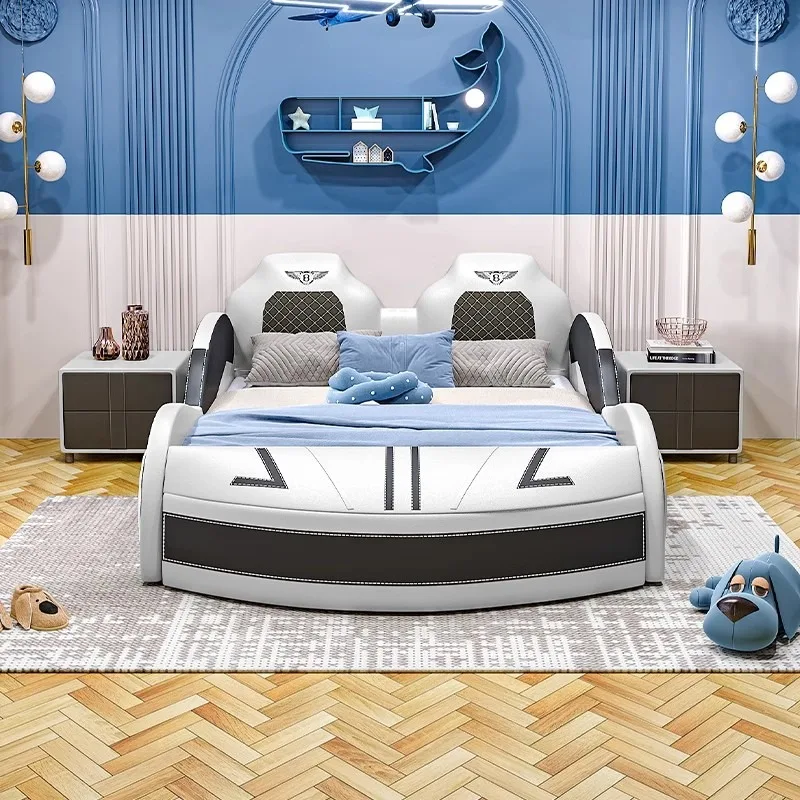 شكل سيارة عادي للأطفال سرير أمان الدرابزين تصميم واحد سرير أطفال روضة أطفال على الطراز الحديث مضاءة أثاث Enfant للمنزل