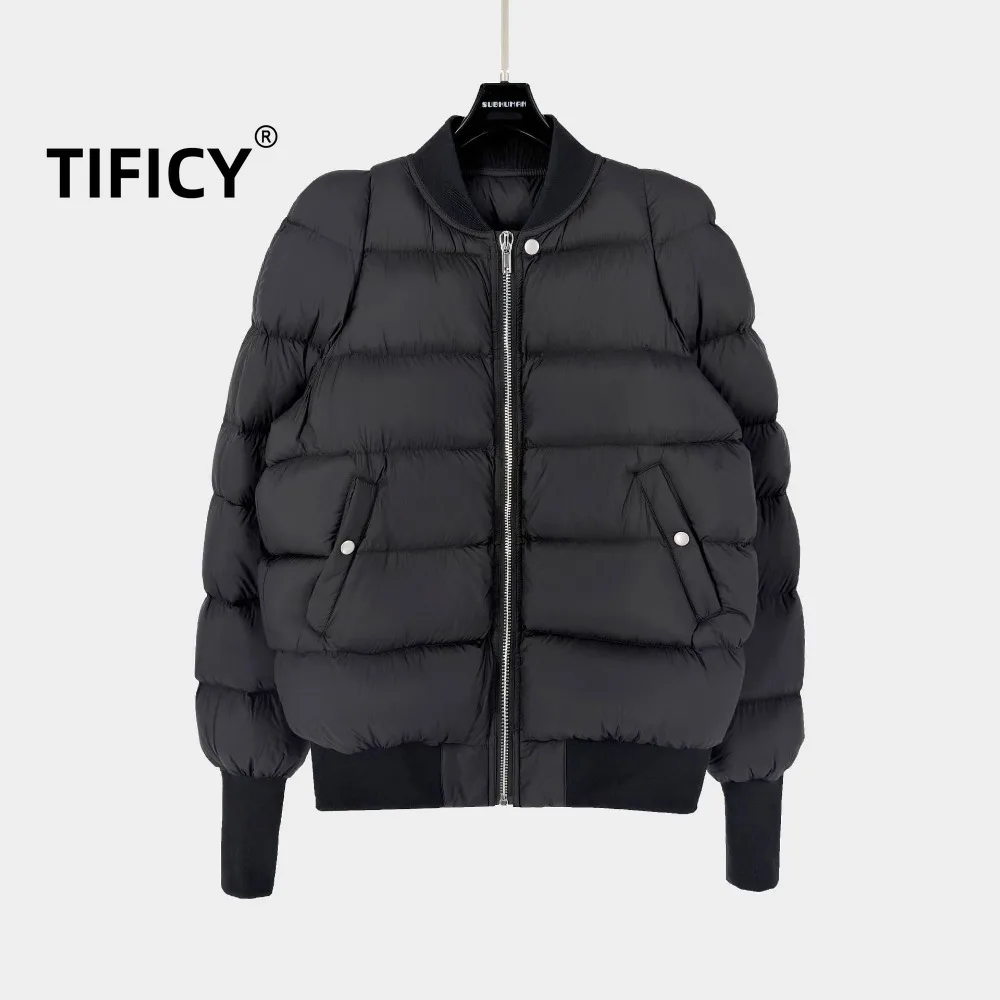 High Street RO Goose Down Jacket Autumn and Winter Women's New Black Lightweight Nylon Design Dark Style Down Flight Jacket