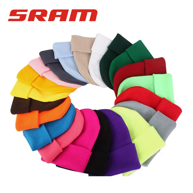 SRAM solid color versatile autumn and winter knitted hat European and American workwear men's and women's brimless hat