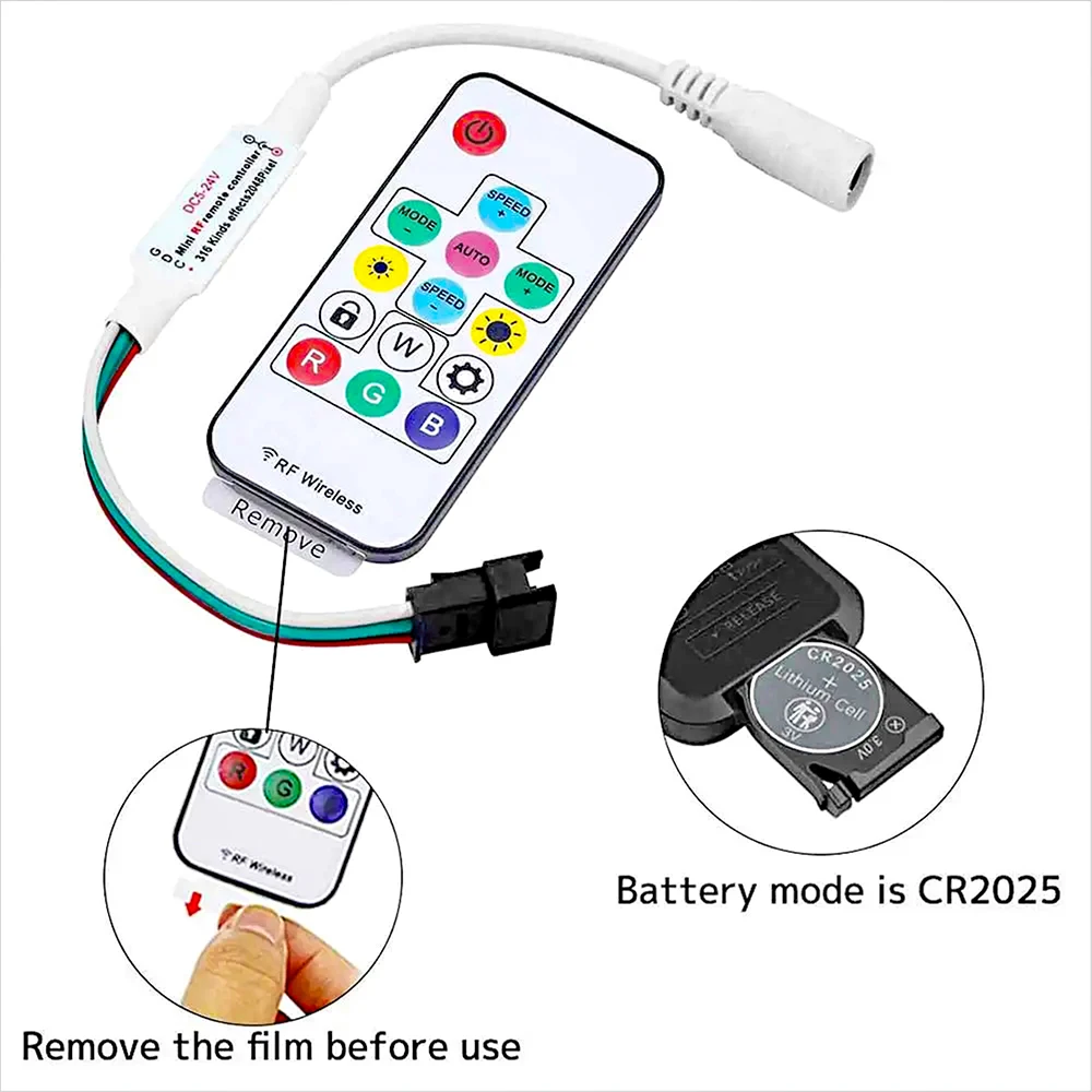 RF قطاع صغير التحكم عن بعد LED بكسل قطاع تحكم 14/17/21 مفتاح USB DC5-24V WS2811/2812/2813/2815 وحدة تحكم بسيطة RGB LED #4