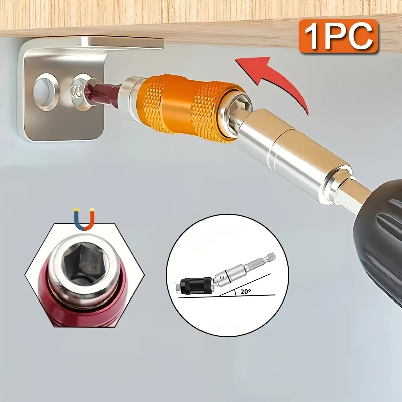 1pc Hex Magnetic Ring Screwdriver Bits Drill Hand Tools 1/4' Drill Bit Extension Rod Quick Change Holder Power Drill Socket Adap view 6