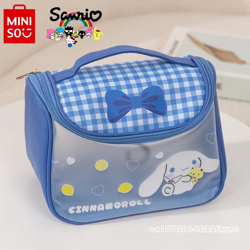 MINISO 2024 New Women's Toilet Bag Fashionable and High Quality Handheld Makeup Bag Cartoon Portable Travel Storage Small Bag