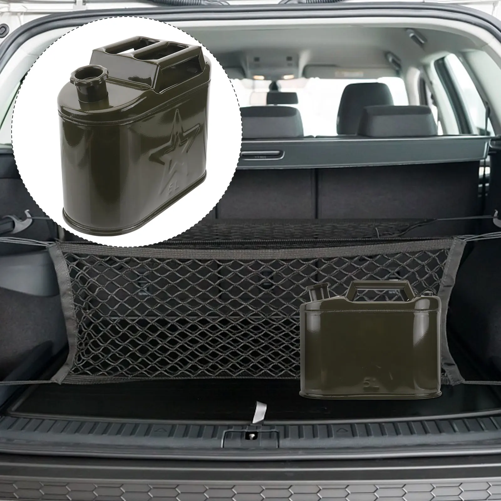 

1pc 5L Portable Fuel Can Iron Oil Storage Container With Handle Automotive Oil Barrel Lightweight Sturdy For Car