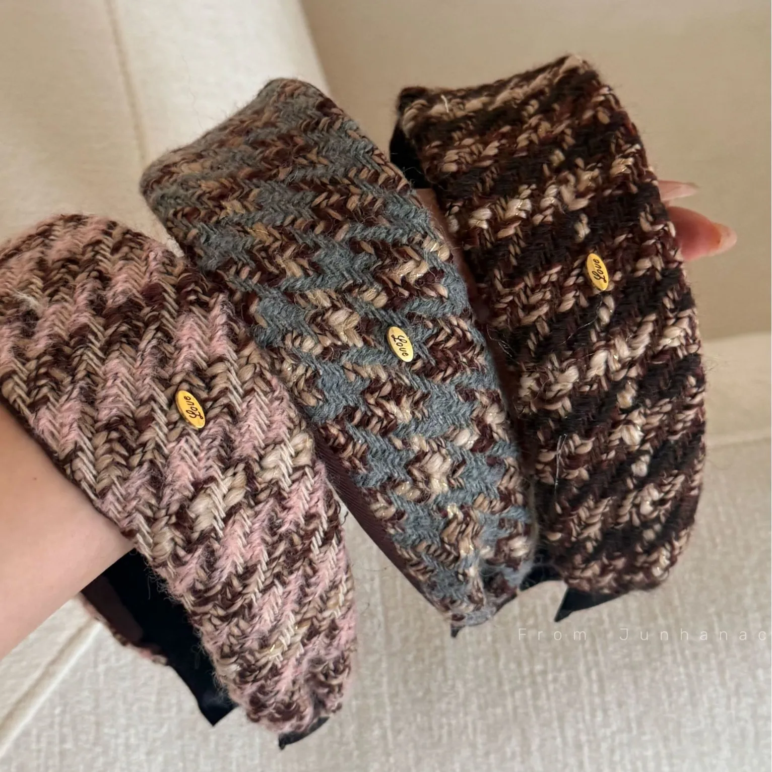 Woolen Wheat Ears Headband Women Retro Wide brim Autumn Winter Hair Accessories Simple Advanced