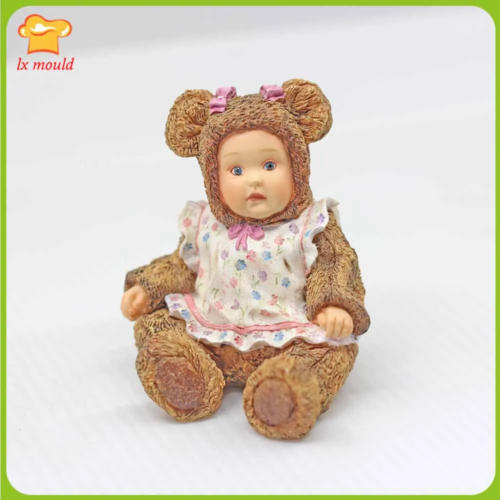 3D Sitting Girl Baby Doll Silicone Mold Flower Skirt Baby Cake Chocolate Candle Soap DIY Craft Mould