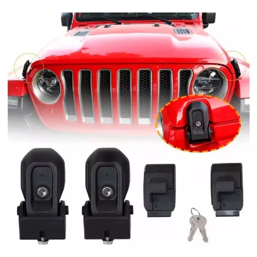 For Jeep Wrangler JL JT 18-24 Hood Lock Latch Catch Anti-Theft Engine Cover Lock Modified Exterior Accessories Car Styling Parts