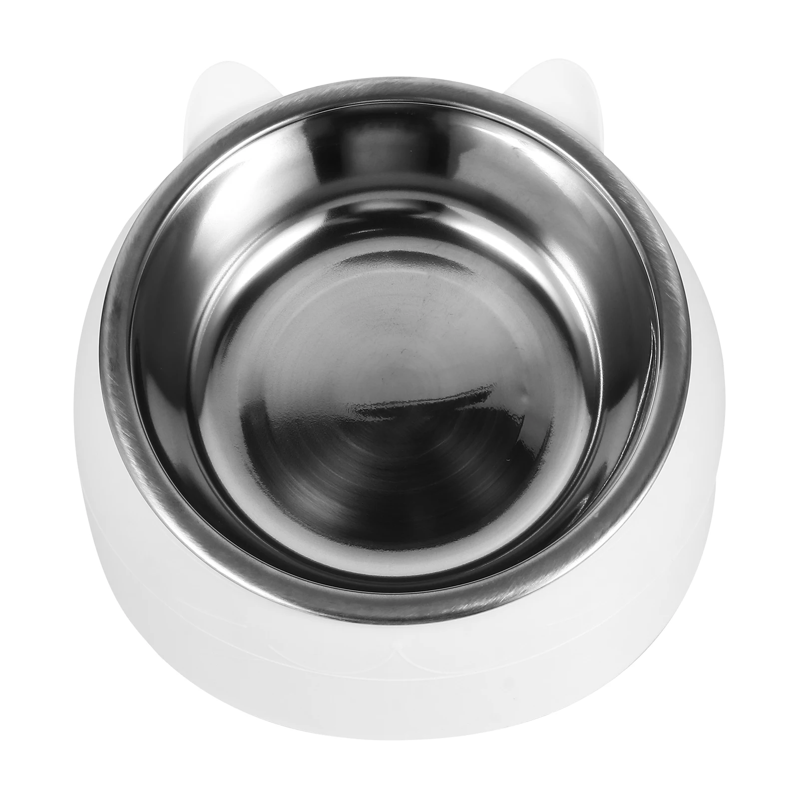 

1 Set Anti-Slip Stainless Steel Cat Elevated Feeding Bowl Pet Food Water Bowl Tilted Design For Neck Protection Easy Swallowing