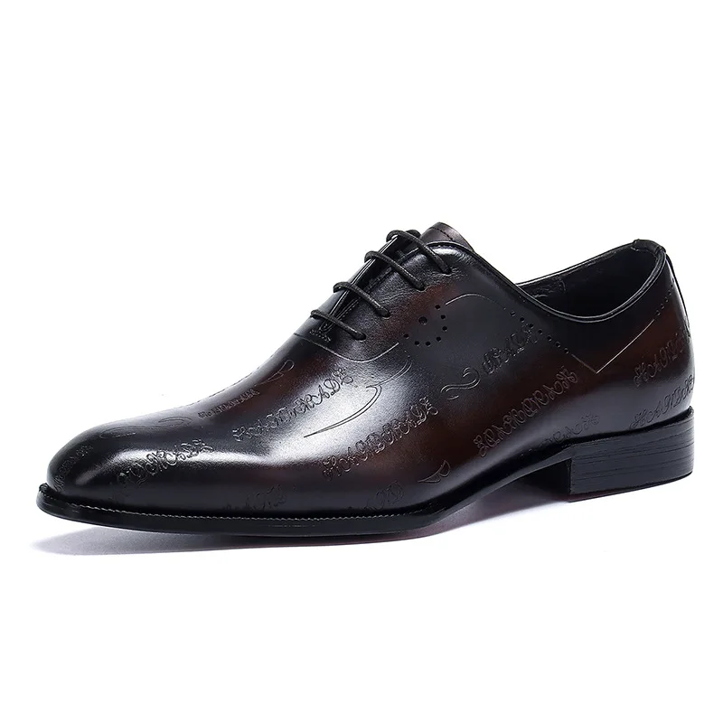 Scarpe Oxford da uomo fatte a mano da sposa scarpe eleganti da uomo Brogue in vera pelle marrone scarpe formali da uomo con lacci