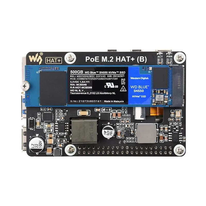 Waveshare For Raspberry Pi 5 Compatible Pcie M. 2 Expansion Board With Poe& Nvme For 2230/2242/2260/2280 M. 2 Hard Drives