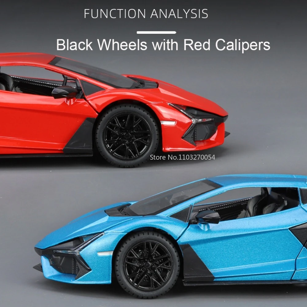 Modelo de coches Revuelto SVJ63, juguetes de aleación de fundición a presión, sonido de coche deportivo, luz, puerta trasera, modelo abierto, decoración de regalo para Festival, 1/24