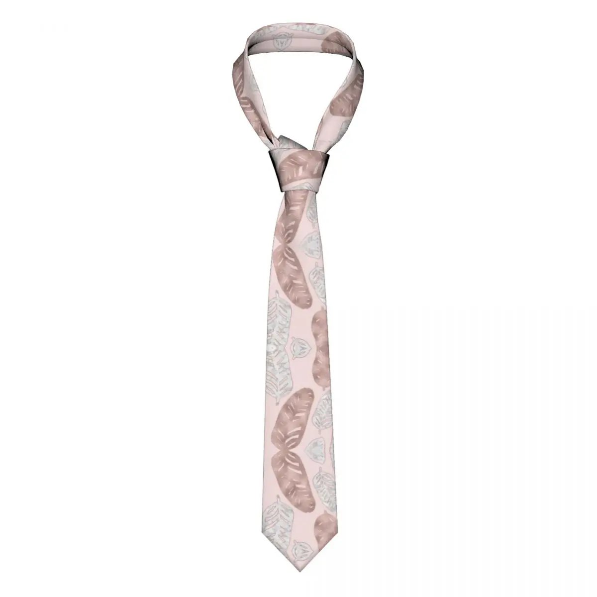 Rose Gold And Marble Feather Necktie Unisex Polyester 8 cm Agate Copper Nordic Neck Ties for Mens Casual Wide Gravatas Office