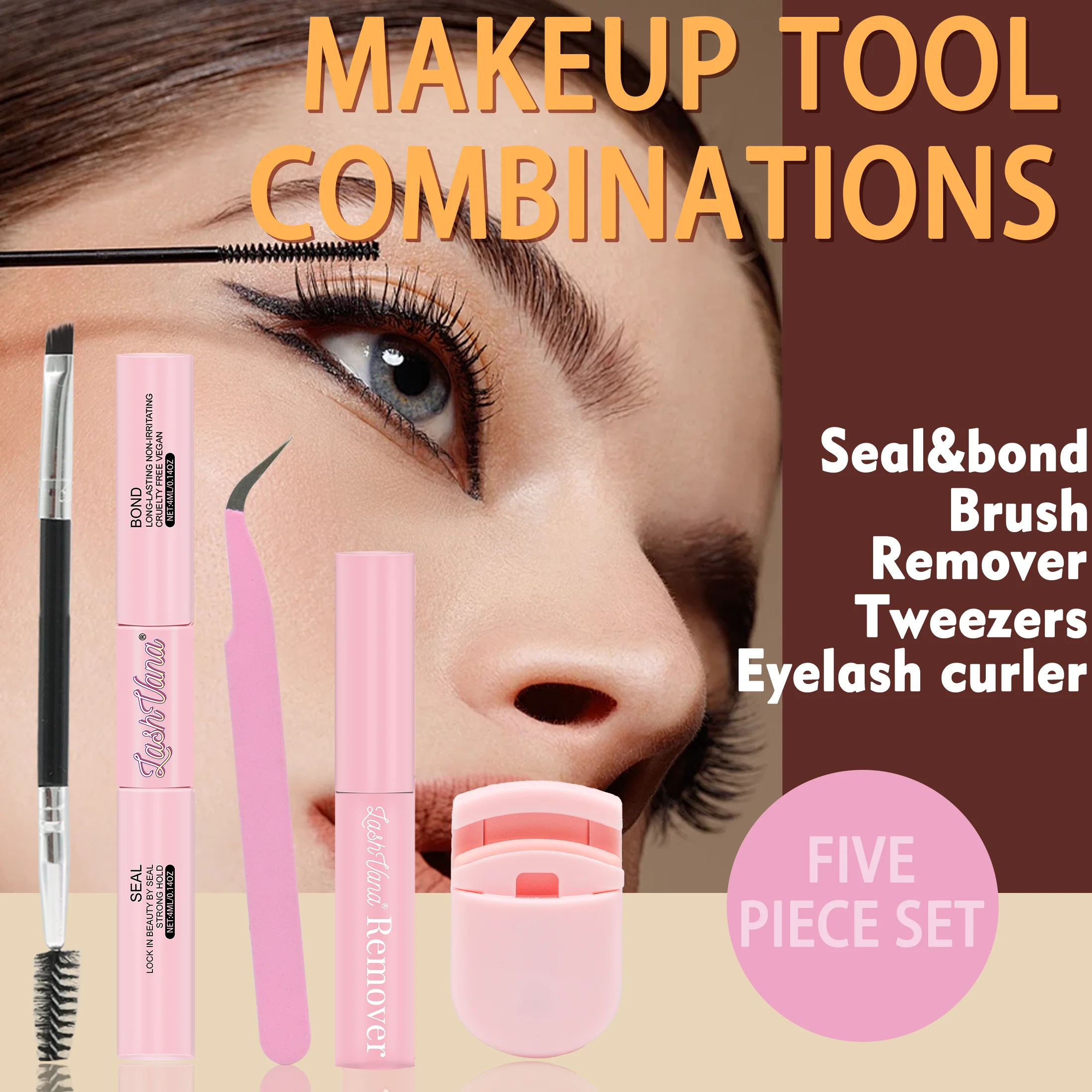 LASHVANA ラッシュボンドとシール DIY ラッシュエクステンションとラッシュグルーリムーバーキット 長持ちするピンセット付き まつげカーラー メイクアップツール