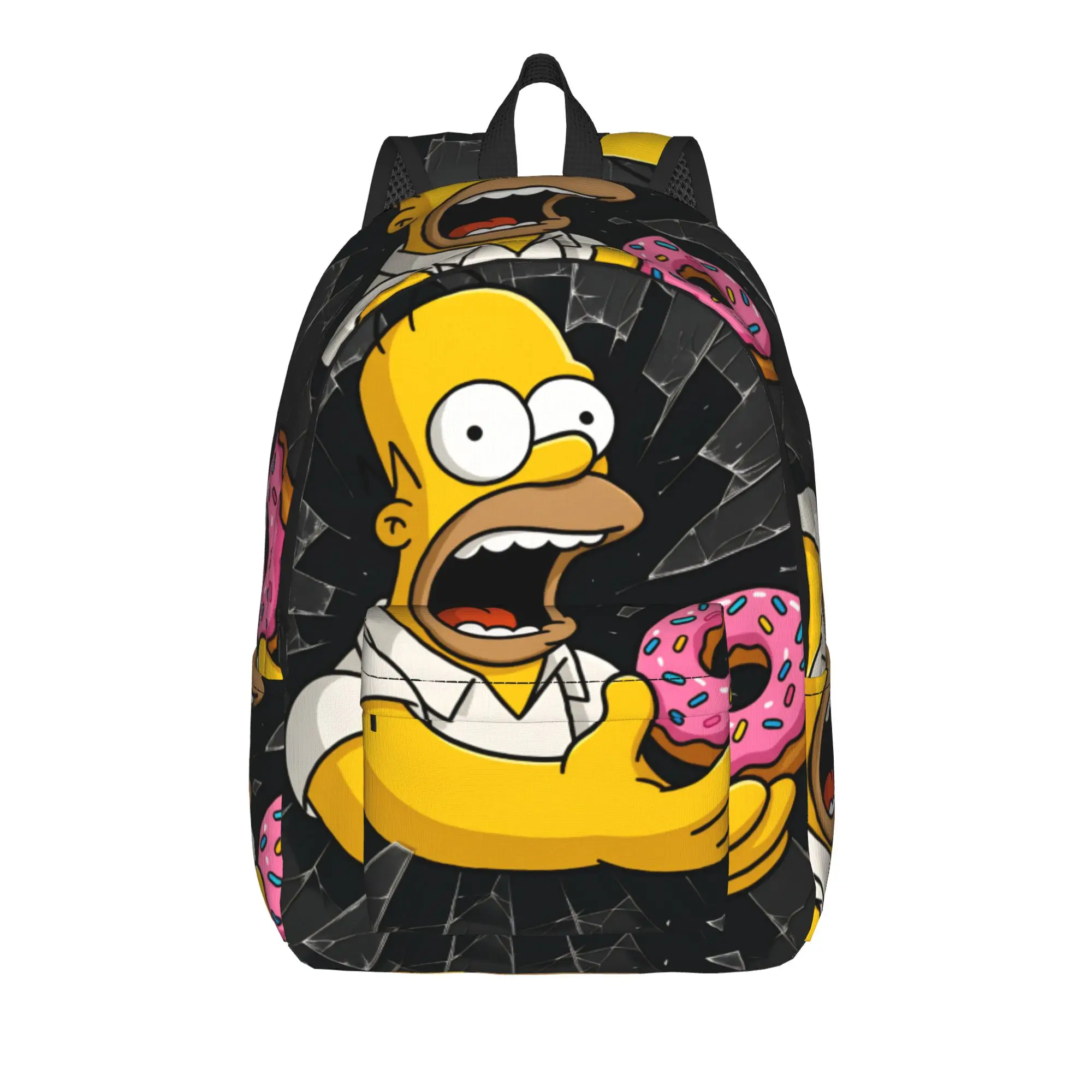 Homer S-Simpsons Breaking Glass Donut Backpack  Camping Backpacks Student Unisex Pretty School Bags Design Print Rucksack