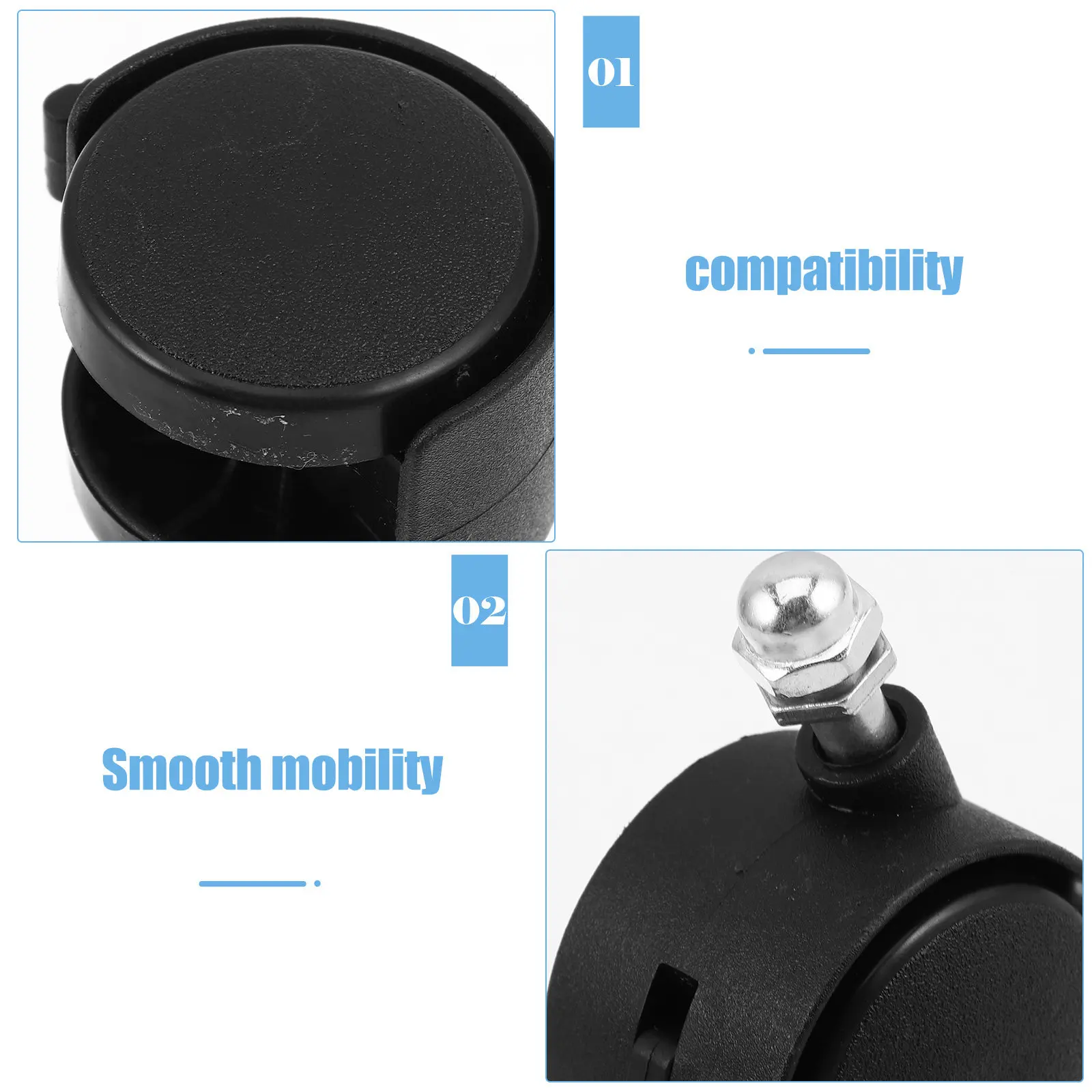 2Pcs Universal Chair Caster Wheels Plastic Swivel Casters with Brake for Bath Seats Replacement Wheels for Chairs Easy
