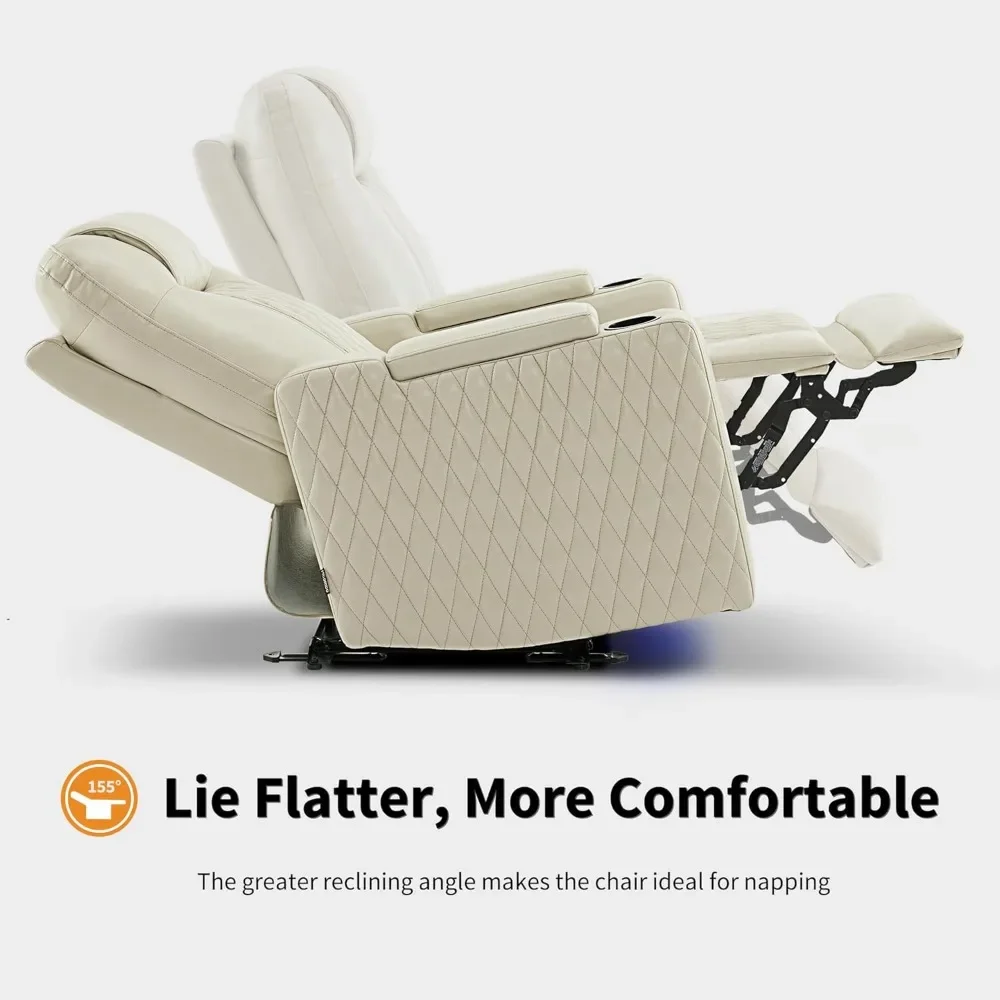 Power Recliner Chair with Adjustable Headrest for Living Room,Theater Seating with USB & Type C Port,LED Light & Armrest Storage