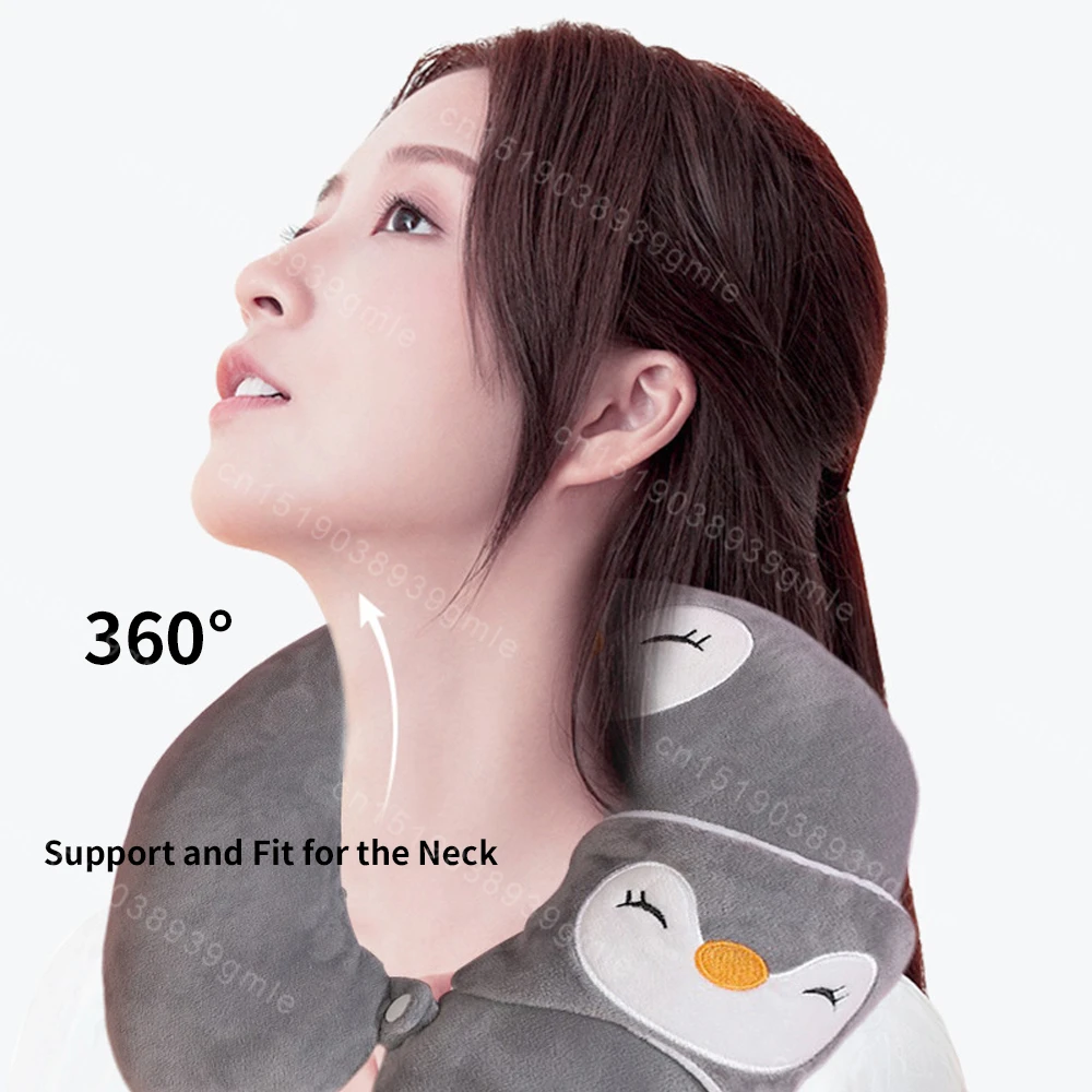 Ushaped Pillow & Cartoon Animal Eye Mask Simple Cotton Neck Pillow Relieve Fatigue Portable Home Office Travel Sleep Neck Pillow