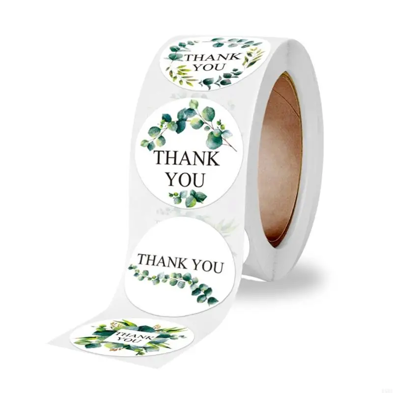 45BE 500Pcs Cartoon Plants Floral Adhesive Round Sealing Sticker for Small Business