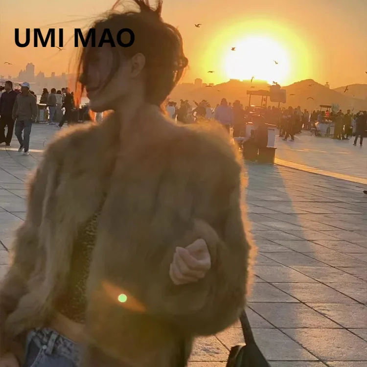

UMI MAO New Real Fox Fur Coat For Women Vintage Autumn And Winter Youth Style V-neck High-end Feel Jackets Femme
