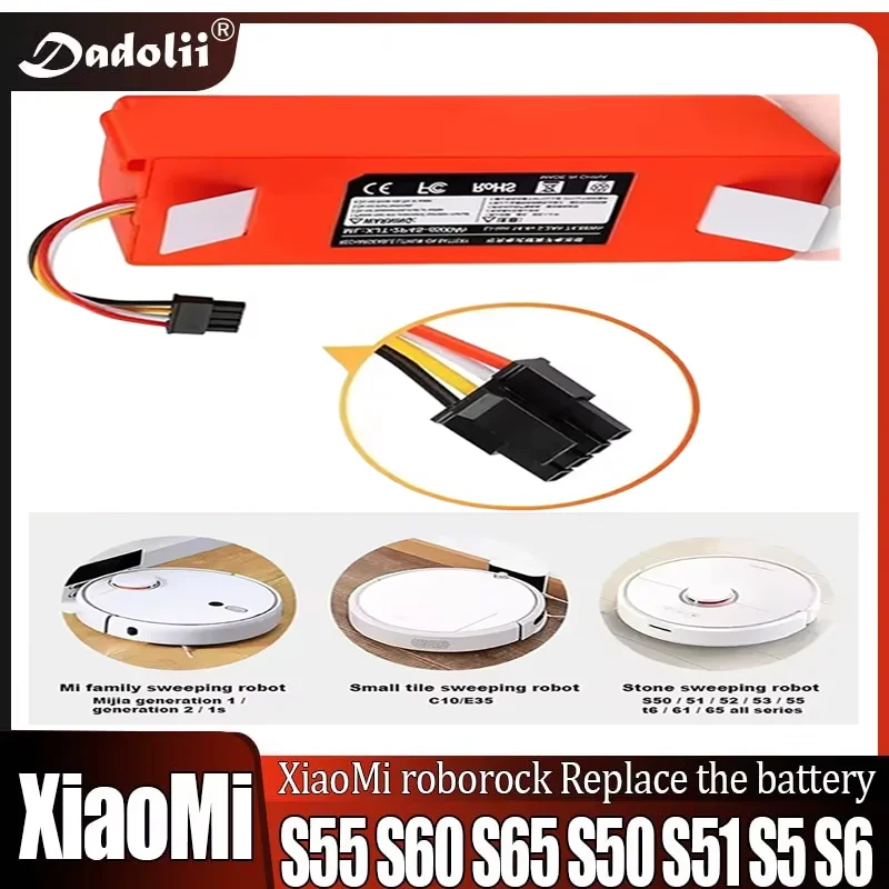 

14.4V 12800mAh Replacement Battery for Xiaomi Roborock S50/S51/S55/S60/S65/S5 MAX/S6, High Capacity & Reliable