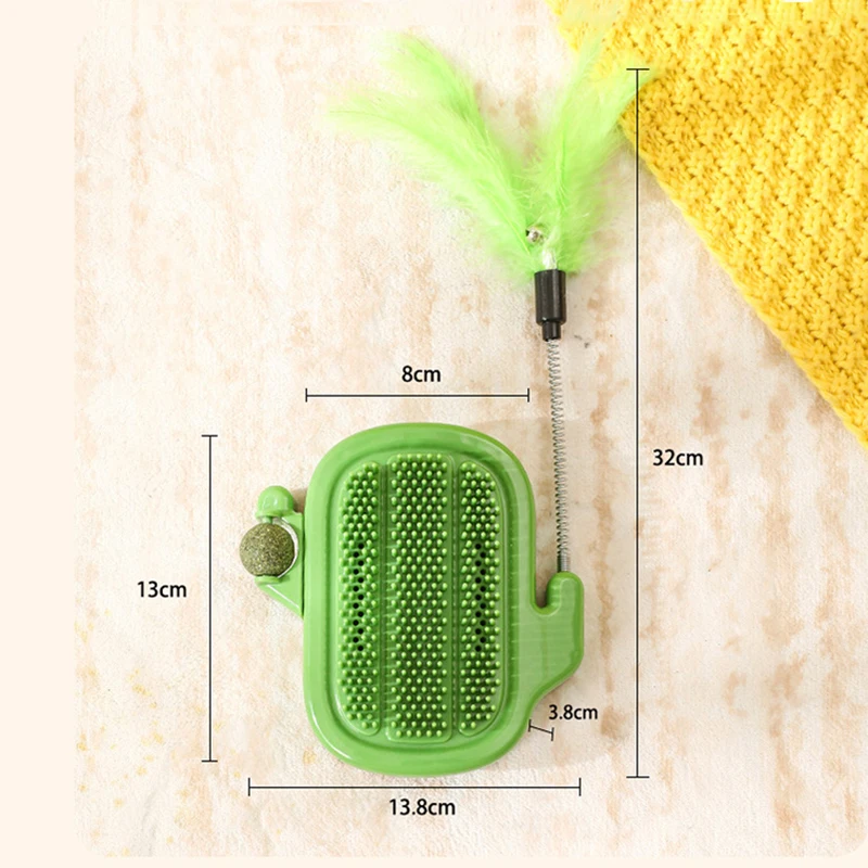 Stickable Corner Cat Scratcher with Teaser Stick and Mint Ball Soft Comfortable Grooming Massage Cat Brush Toy Mascotas Gatos view 6