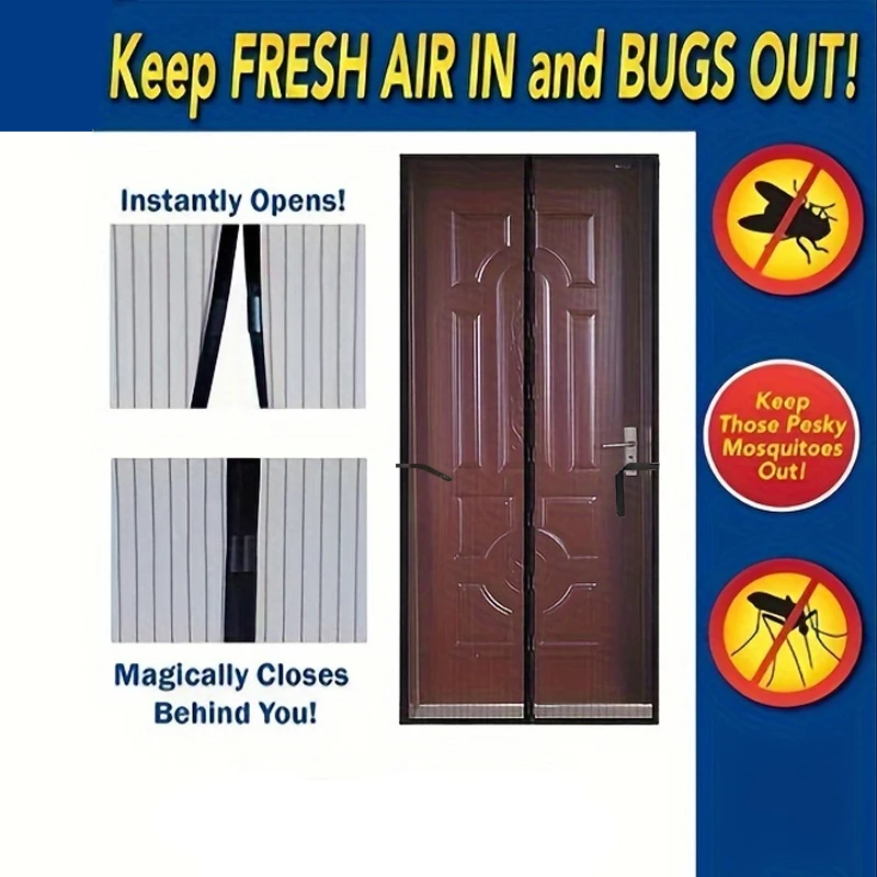 Magnetic Soft Gauze Door Curtain, No Need to Wear Magnetic Strips, Summer Mosquito Proof Door Curtain, Encrypted Embroidery Scre