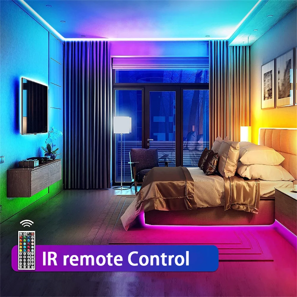 RGB LED 스트립 조명, 원격 앱 제어, 유연한 리본 테이프, 방 장식용 LED 조명, TV 백라이트 다이오드, USB 5V