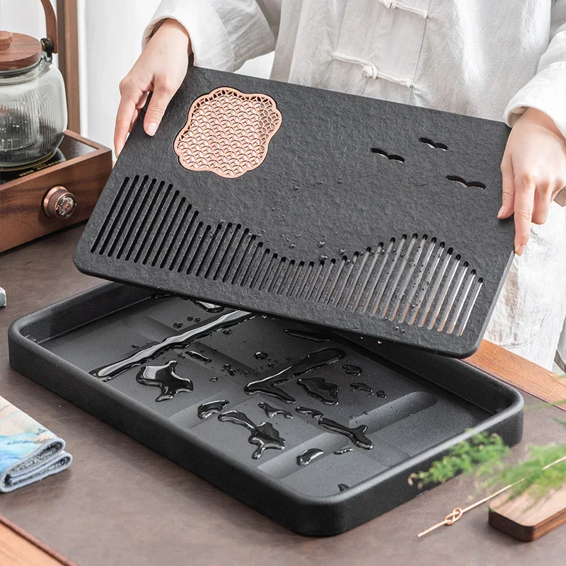 Valet Ceremony Tea Tray Light Drainage Storage Accessories Rectangle Tea Tray Vintage Trinket Bandejas Home Furniture