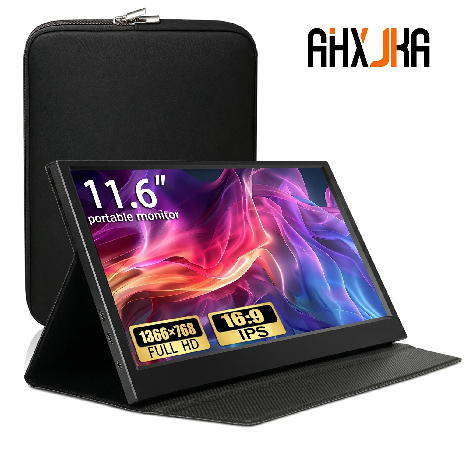 

Портативный монитор AHXJKA 11.6 дюймов для игр, телефонов, ноутбуков, расширитель экрана, второй экран, 16:9, 60 Гц, 45% NTSC, для Steam/PS4/5/TV/Xbox