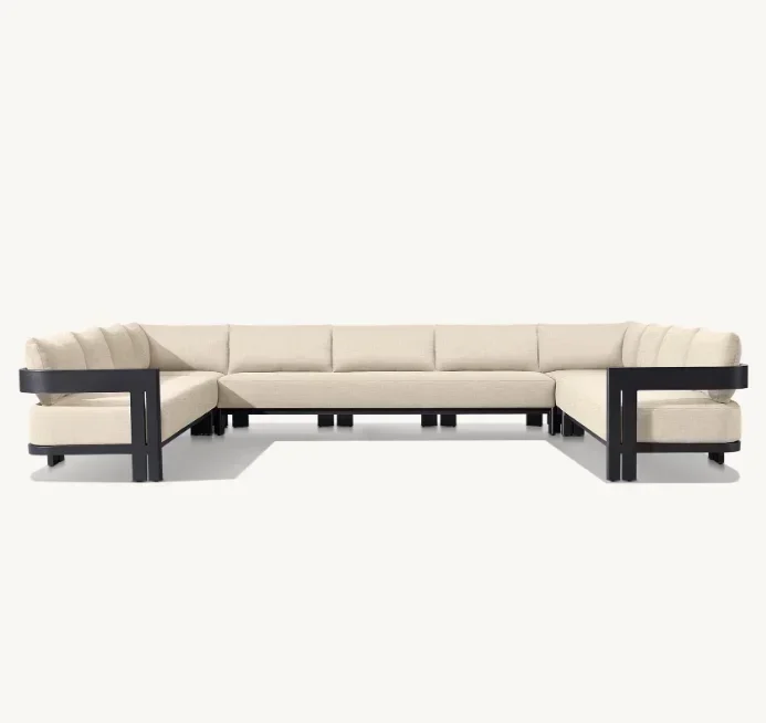 Newly arrived cast aluminum outdoor furniture U-shaped combination garden sofa