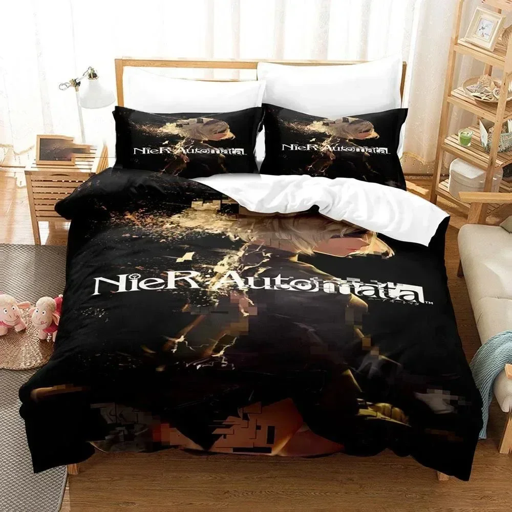 

3D Printed NieR Automata Bedding Set Duvet Cover Sheet Printed Bed Set Pillowcase Bed Full Queen King Size Comforter Bedroom