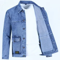 Male Jean Coats Blue Button Men's Denim Jacket Autumn Cheap Price Stylish New in Y2k One Piece of Fabric Low Cost Cowgirl Size L