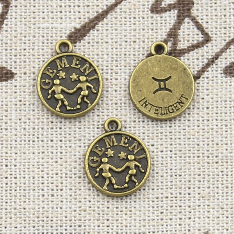 12pcs Charms Pisces Zodiac Vigro Aquarius Taurus Scorpio Pisces Aries Leo Gemini Cancer 12x10mm Tibetan Bronze Color Pendants