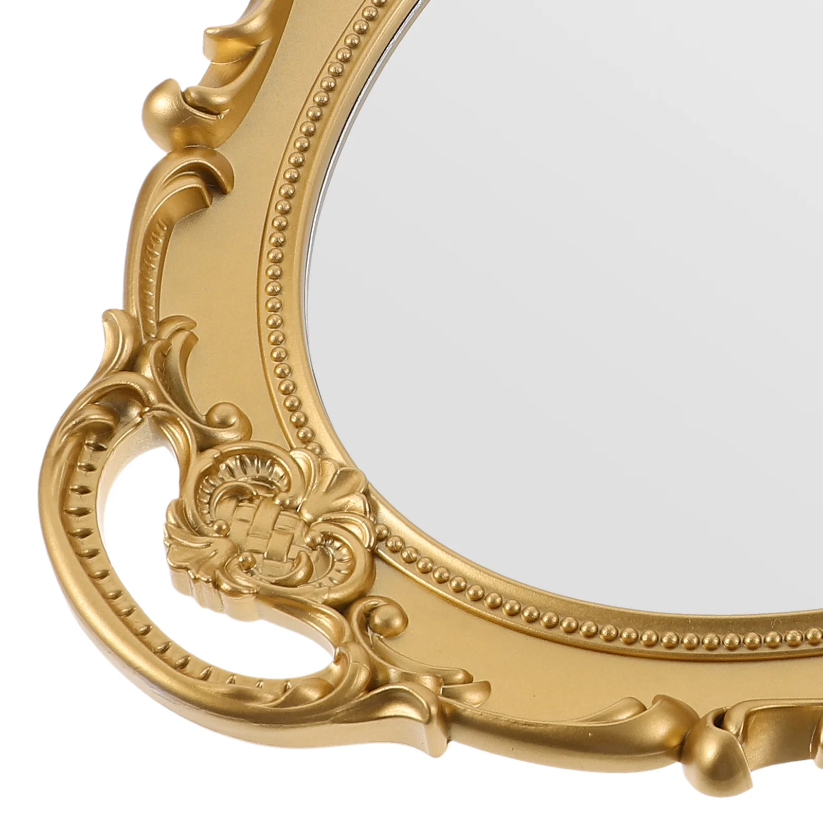 

European Style Vintage Resin Makeup Mirror Retro Decorative Glass Stable Base Wall Hanging Dressing Table Desktop Vanity Mirror