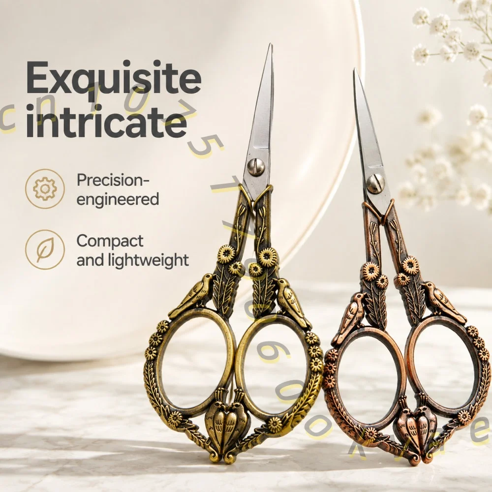 Retro Bird Shape Tailor Scissors Alloy Embroidery Needlework Scissors for Craft Sewing Quilting DIY Projects