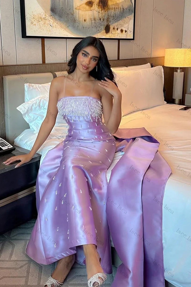 Vestidos de noche morados Vestido de cena de satén Corte A فستانmaveraVestido formal para ocasiones especiales Personalizado