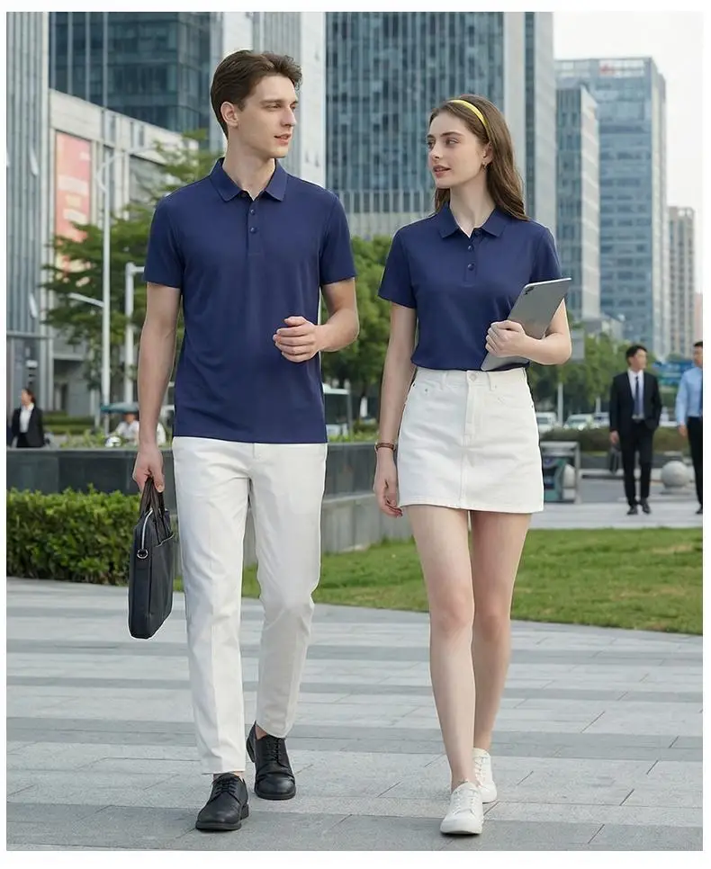 Neues Sommer-Eisseide-POLO-Shirt Kurzarm Professionelles T-Shirt Nahtlos Weich Hochwertig Einfarbig Firmen-Gruppenuniform – Detail 20