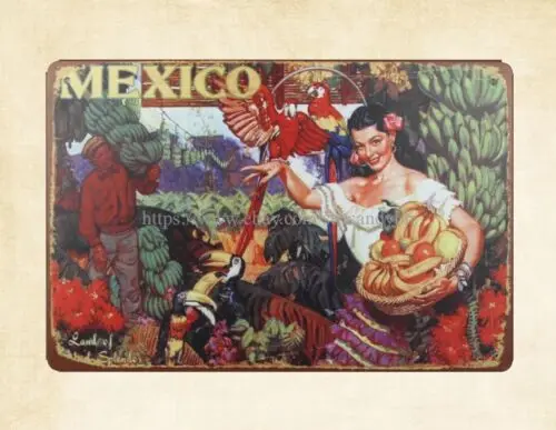 Mexico Land of Tropical Splendor tin sign art and posters