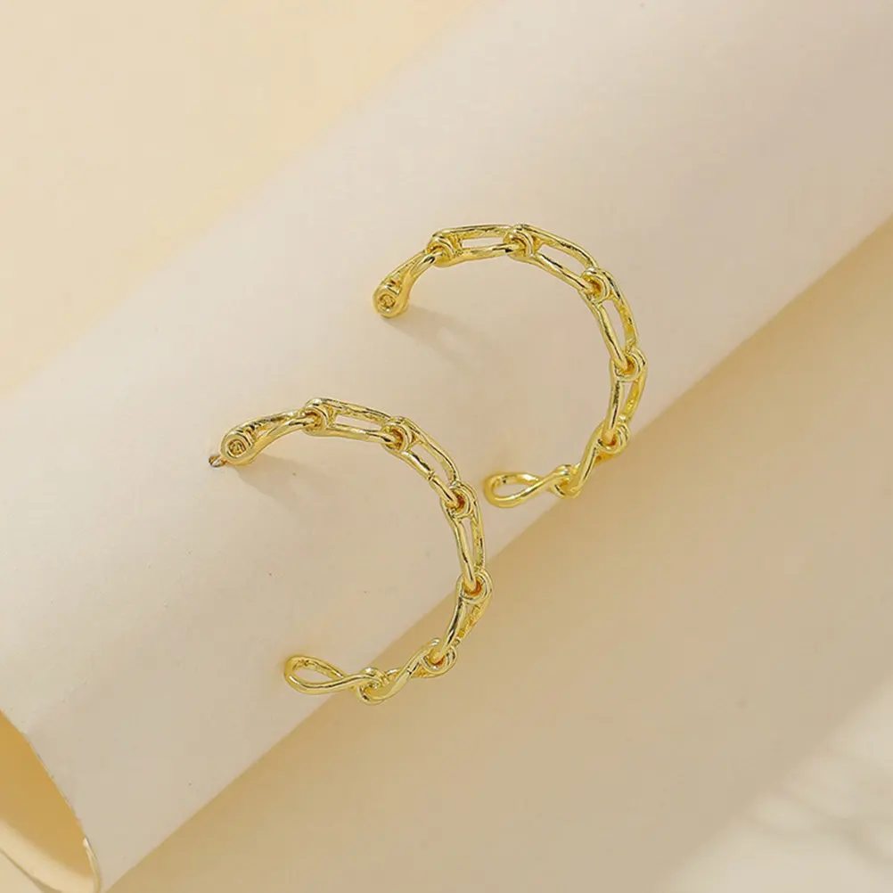 1Pair C Shape Ear Rings for Women Creative Geometric Earrings Alloy Retro Ear Jewelry Casual Chic Outfit Enhancer Hawaiian Party